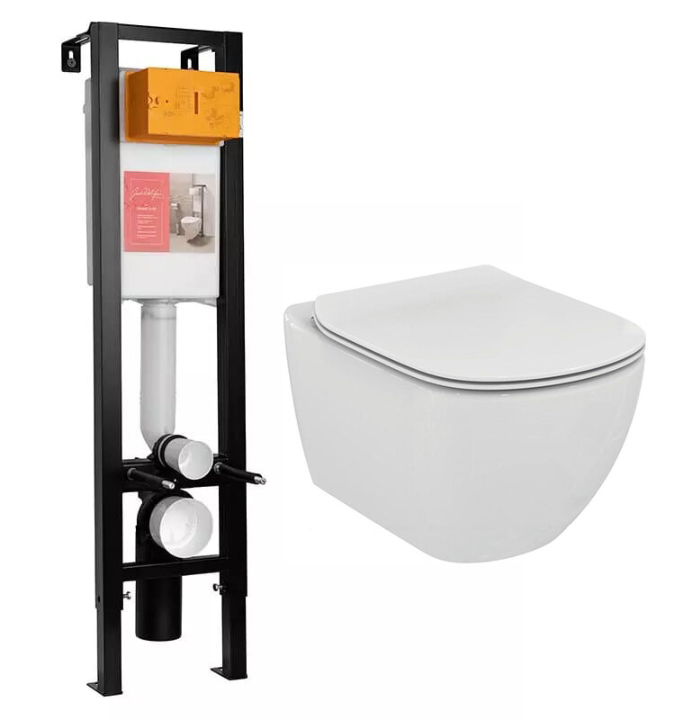Изображение товара Инсталляция Jacob Delafon с безободковым унитазом Ideal Standard Tesi Aquablade