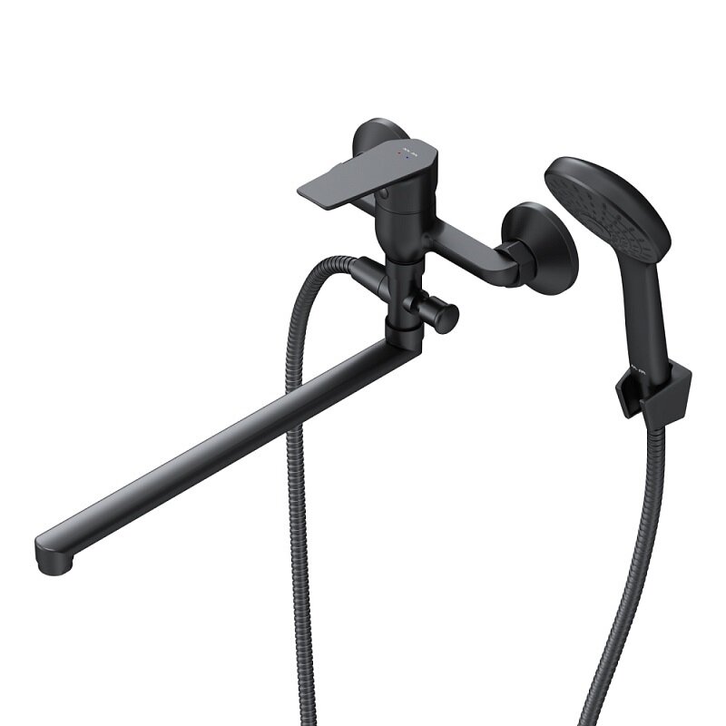 Изображение товара Стильный смеситель для ванны и душа Am.Pm Gem F90A90122 с длинным изливом и душевым набором