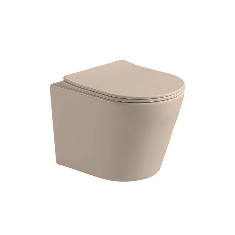 Изображение товара Подвесной безободковый унитаз Vincea Piatti VT1-11SMC, ультратонкое soft-close сиденье, цвет капучино матовый