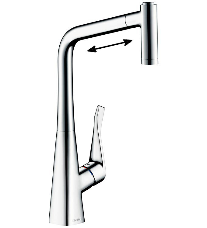 Изображение товара Смеситель для кухонной мойки Hansgrohe Metris, 14820000, хром, регул. поворота, однорычажный Изображение товара Смеситель для кухонной мойки Hansgrohe Metris, 14820000, хром, регул. поворота, однорычажный