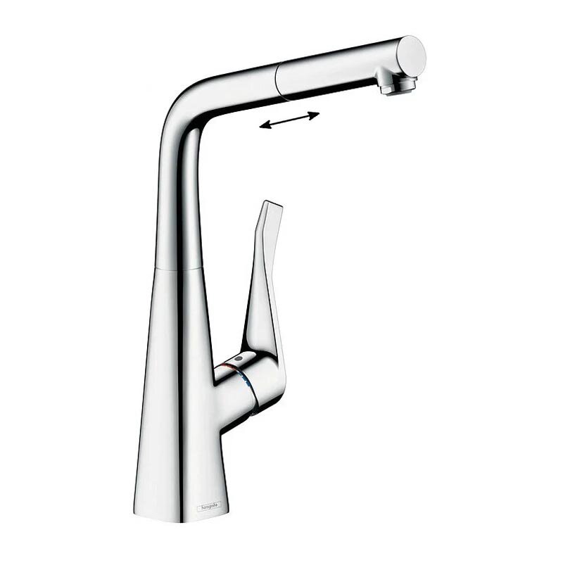 Изображение товара Смеситель для кухонной мойки Hansgrohe Metris 14821000 хром с поворотным изливом
