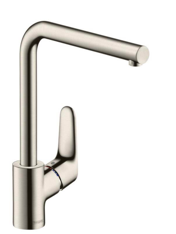 Изображение товара Смеситель для кухонной мойки Hansgrohe Focus, сталь, регулировка поворота 110°-360°, 5 лет
