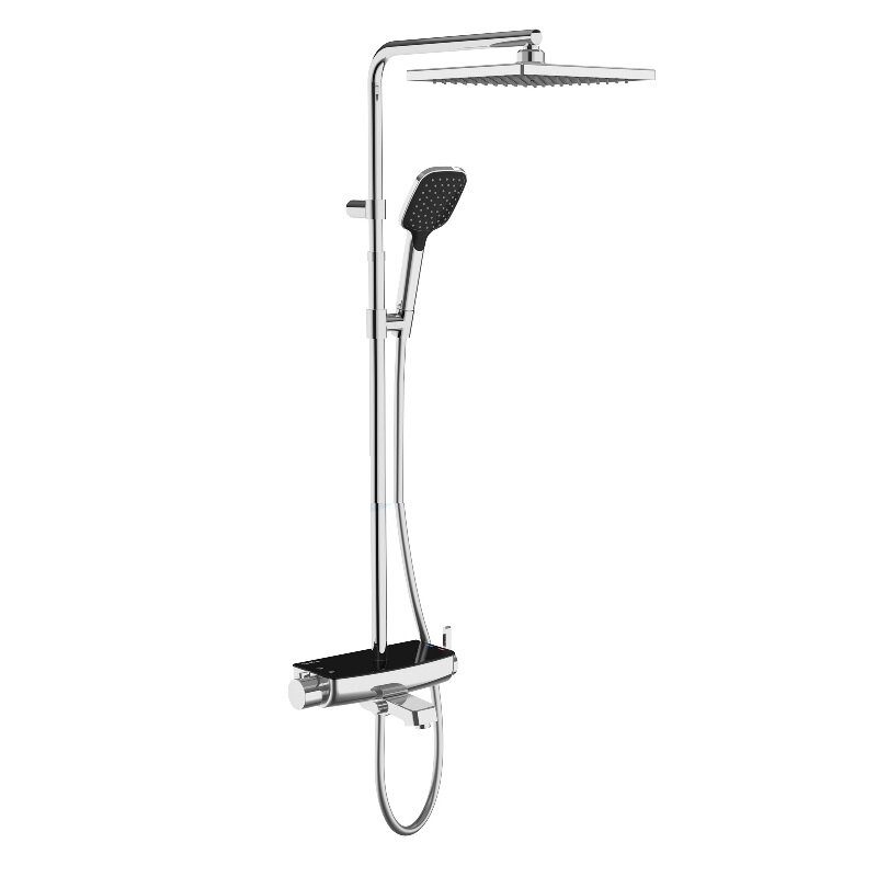 Изображение товара Душевая система Teska Mira, полка черное стекло, хром, DK 3702C