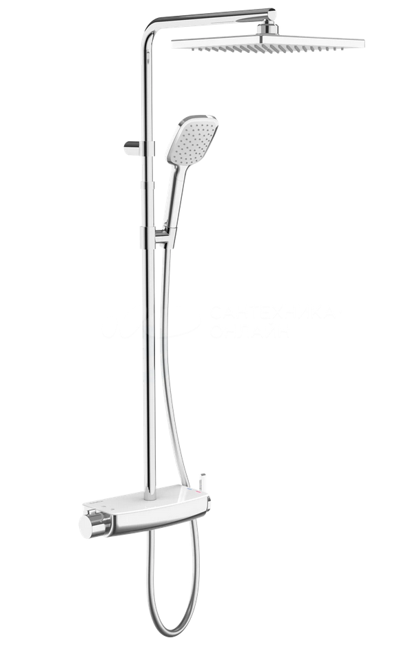 Изображение товара Душевая система Teska Mira с полкой, хром и белое стекло, DK 2922C