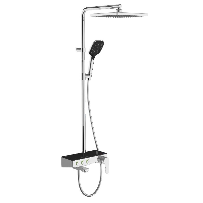 Изображение товара Душевая система Teska Niagara с полкой, NG 3501S, черное стекло и хром