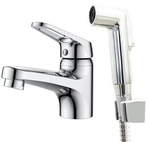 Изображение товара Полимерный смеситель OneLife для раковины с гигиеническим душем, хром, P11-022cr