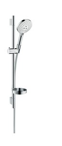 Изображение товара Душевой гарнитур Hansgrohe Raindance Select S 120 3jet 65 см 26630400, корпус хром, лицевая часть белая, 3 режима струи