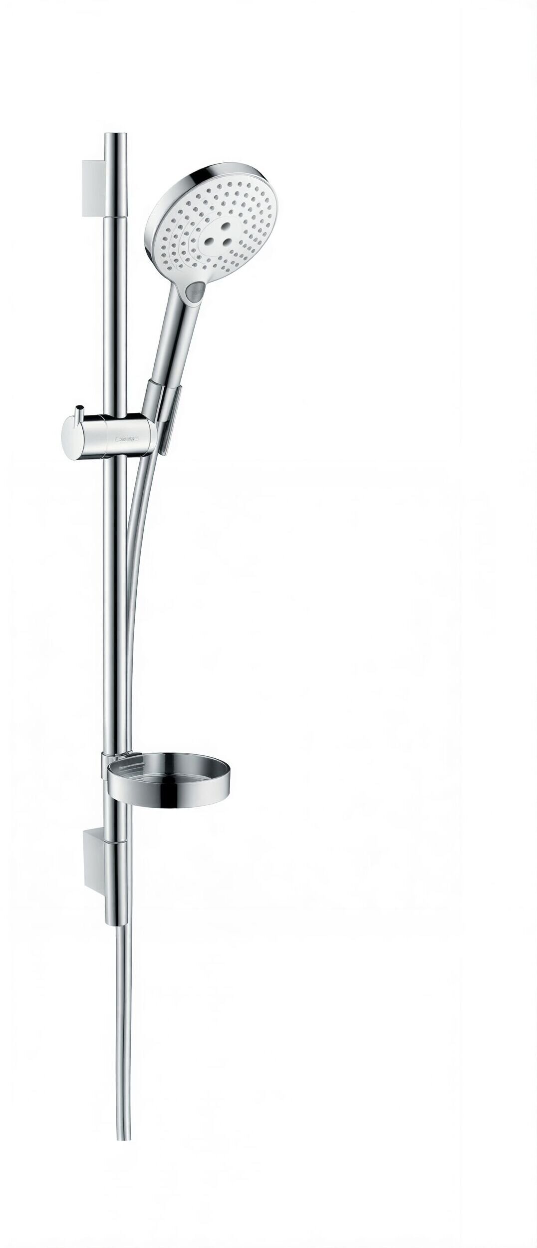 Изображение товара Душевой гарнитур Hansgrohe Raindance Select S 120 3jet 65 см 26630400, корпус хром, лицевая часть белая, 3 режима струи Изображение товара Душевой гарнитур Hansgrohe Raindance Select S 120 3jet 65 см 26630400, корпус хром, лицевая часть белая, 3 режима струи