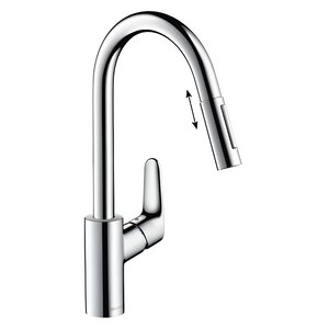 Изображение товара Смеситель для кухонной мойки Hansgrohe Focus с выдвижным изливом и хромированным покрытием
