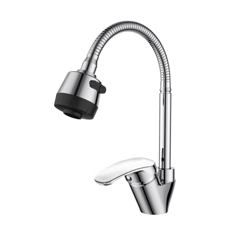 Изображение товара Полимерный смеситель для кухни OneLife P11-004cr, хром, поворотный излив