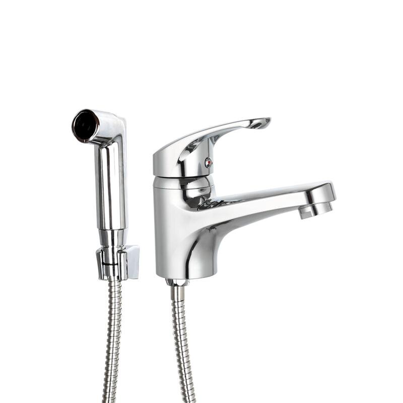 Изображение товара Полимерный смеситель для раковины OneLife с гигиеническим душем хром