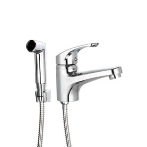 Изображение товара Полимерный смеситель OneLife для раковины, с гигиеническим душем, цвет хром, P01-022cr