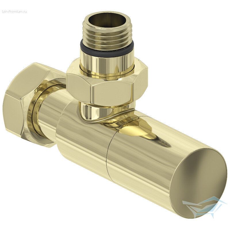 Изображение товара Угловой вентиль для полотенцесушителя нержавеющая сталь G1/2 G3/4 шампань