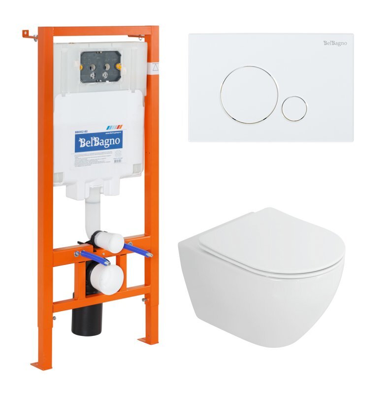 Изображение товара Инсталляция BelBagno с унитазом Cezares Stylus-tor CZR-6601-TH-TOR, подвесной, безободковый, с микр