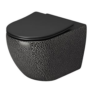 Изображение товара Унитаз подвесной Grossman, безободковый, крышка тонкая микролифт, черный с текстурой крокодила, GR-4411BBLS
