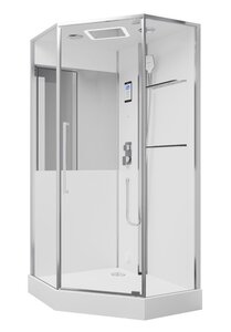 Изображение товара Душевая кабина Black&White Galaxy G8895 100 x 100 см, парогенератор, стекло прозрачное, профиль хром