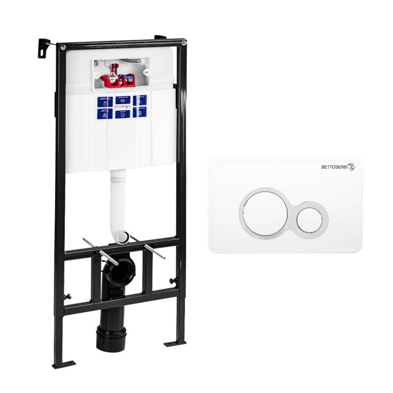 Изображение товара СЕТ Инсталляция Bettoserb Sava Fix Slim + Клавиша смыва Duo, белый глянец/хром матовый, SET40006458