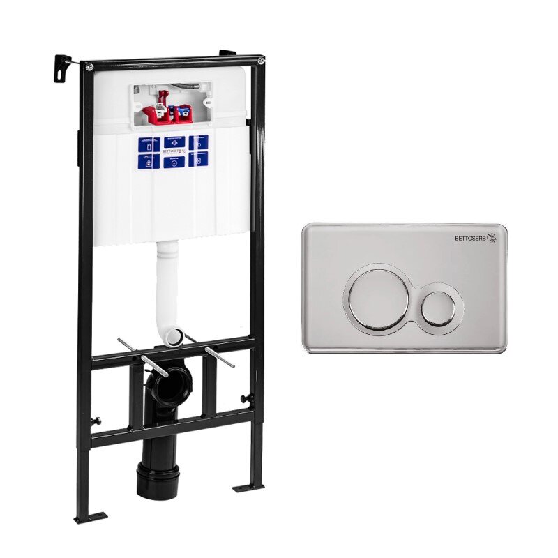 Изображение товара СЕТ Инсталляция Bettoserb Sava Fix Slim + Клавиша смыва Duo, хром матовый/хром глянец, SET40006463