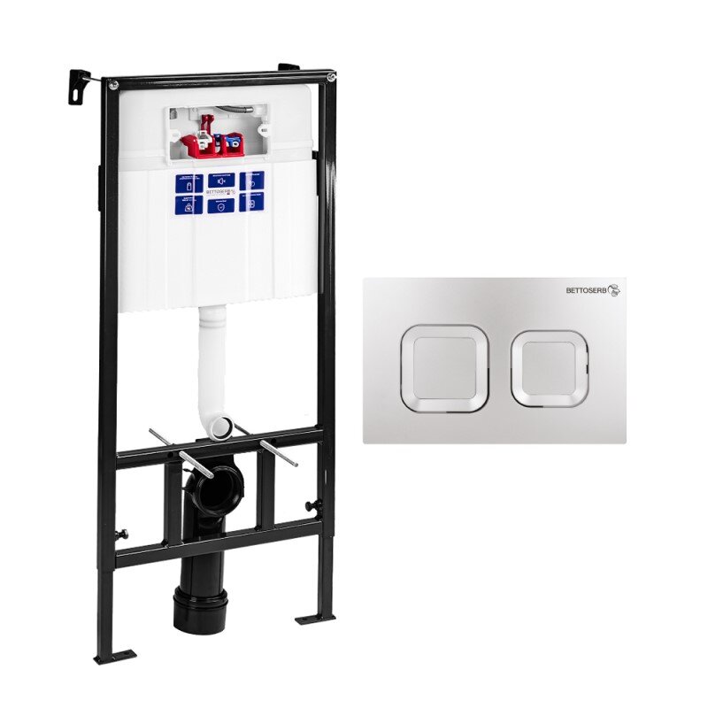 Изображение товара СЕТ Инсталляция Bettoserb Sava Fix Slim с клавишей смыва хром глянец