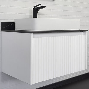Изображение товара Подвесная тумба с раковиной Comfortу Марсель 75 см, белый матовый, керамогранит