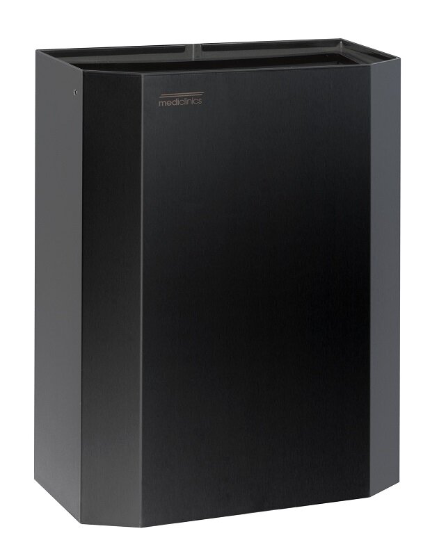 Изображение товара Корзина для мусора Mediclinics 25л черная матовая без крышки для общественных помещений