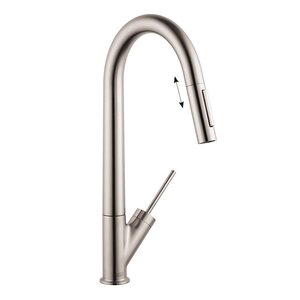 Изображение товара Смеситель для кухонной мойки Axor Starck с вытяжным изливом из нержавеющей стали