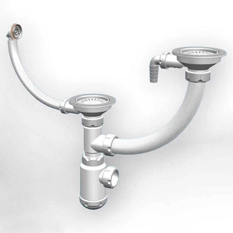 Изображение товара Сифон для кухонных моек с двумя чашами Granula Grand модель СФ-0005 хромированное