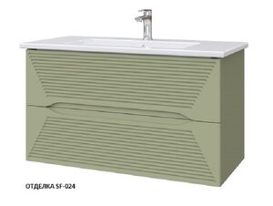 Изображение товара Тумба под раковину Caprigo Modo Terza 100 см подвесная, зеленый (фисташка SF-024), 35615-SF024 (УК055412)