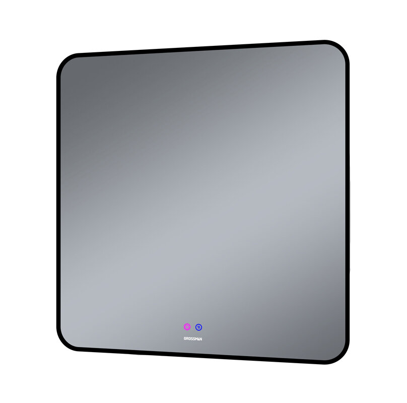 Изображение товара Зеркало Grossman Elegans-норма BLACK 80x80 см с LED подсветкой и подогревом