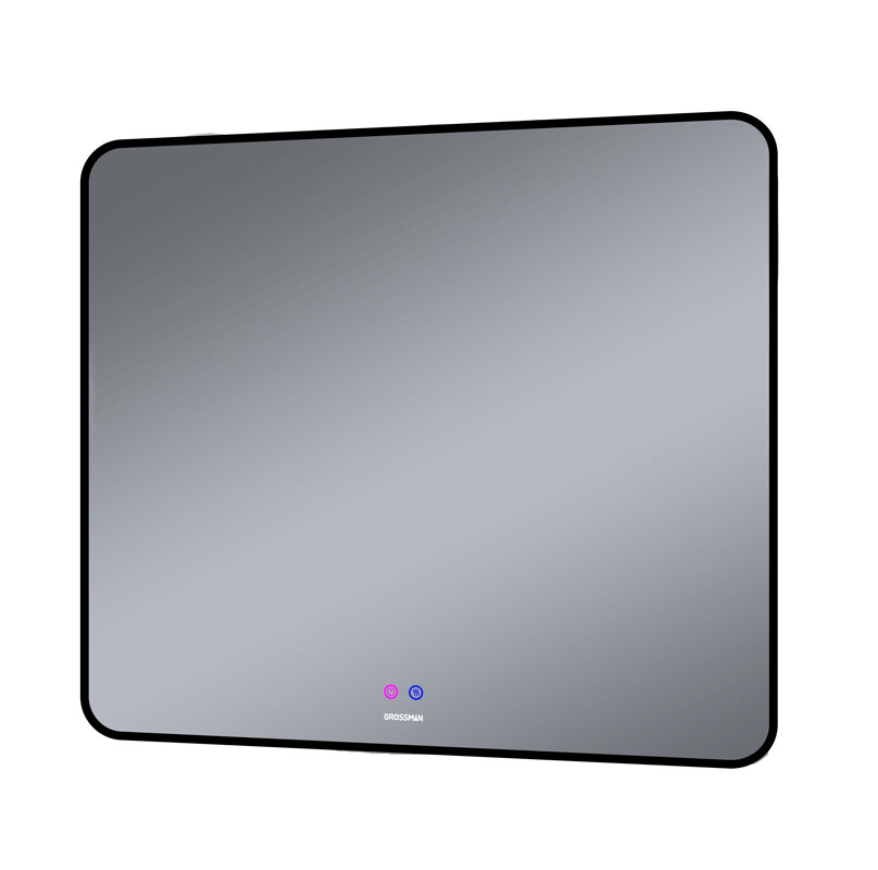Изображение товара Зеркало Grossman Elegans-норма BLACK 90x80 см LED подсветка подогрев черная рама