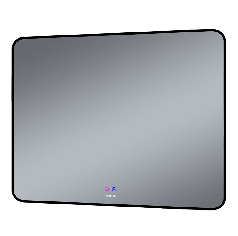Изображение товара Зеркало Grossman Elegans-норма BLACK, 100 х 80 см, LED подсветка, подогрев, черная рама, 17100802