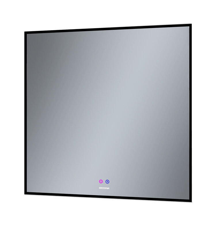 Изображение товара Зеркало Grossman Pragma-норма BLACK, 80 х 80 см, LED подсветка, подогрев, черная рама, 1880802