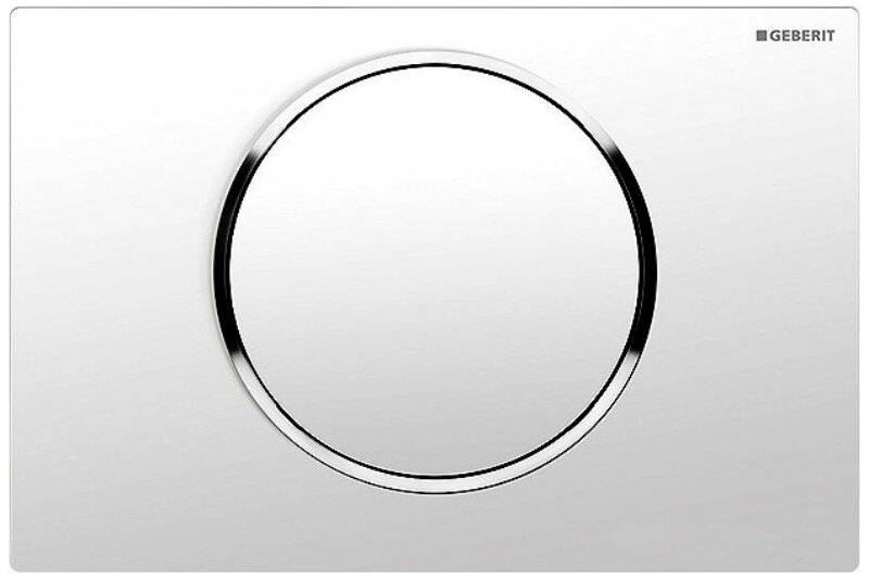 Изображение товара Клавиша смыва Geberit Sigma 10, 115.758.KJ.5, одинарный смыв, рамка-белая/кнопка-белая/кольцо-глянцевый хром