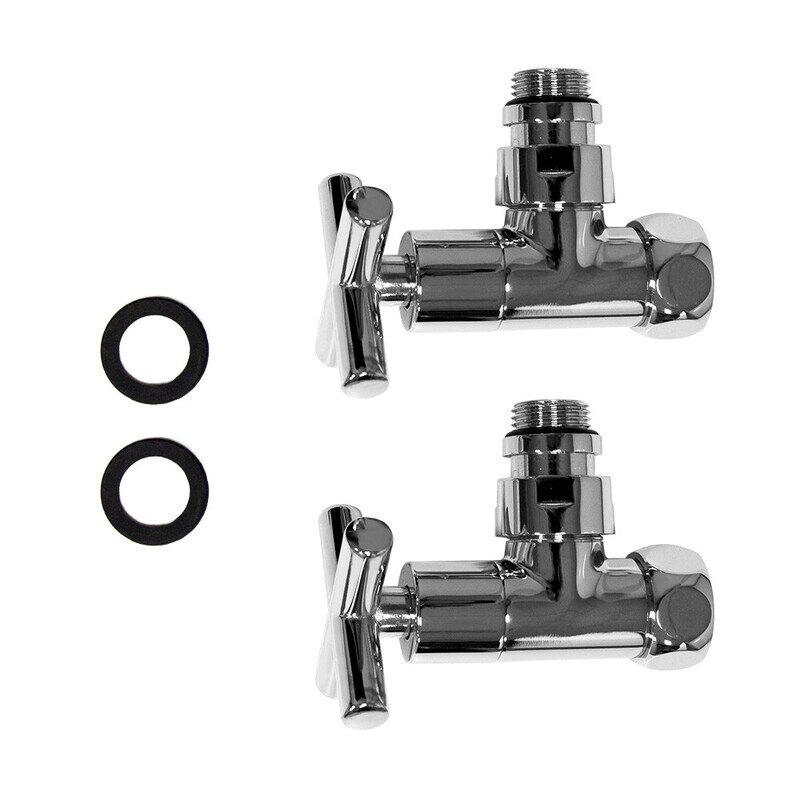 Изображение товара Вентиль угловой для полотенцесушителя Energy, 1/2 дюйма - 3/4 дюйма, комплект - 2 штуки, хром, SMT8200SCH0405/2