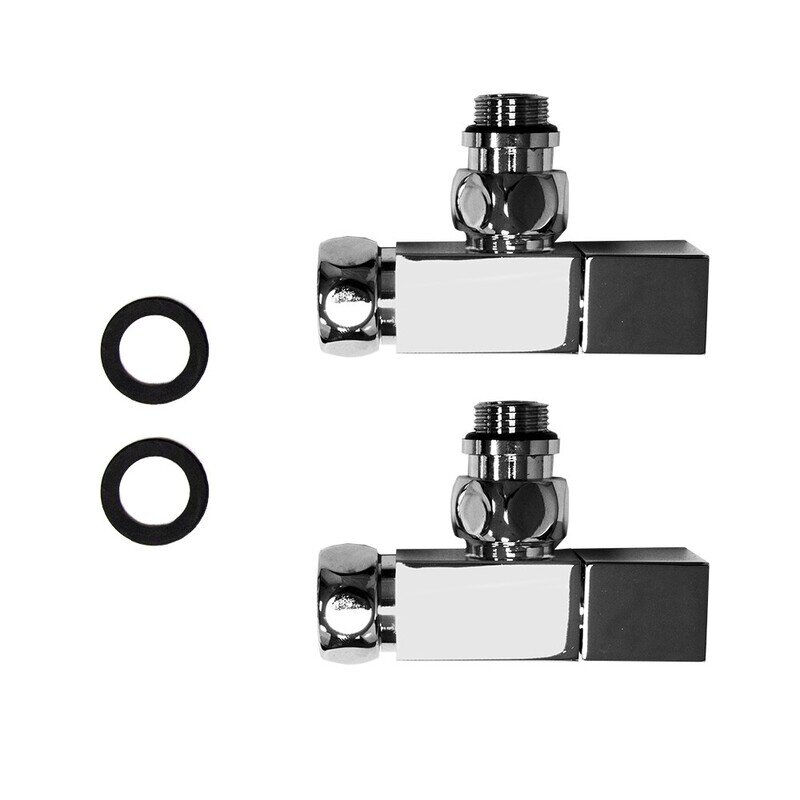 Изображение товара Вентиль угловой для полотенцесушителя  Energy, 1/2 дюйма - 3/4 дюйма, комплект - 2 штуки, хром, ручка квадрат, SG01CH0405/2