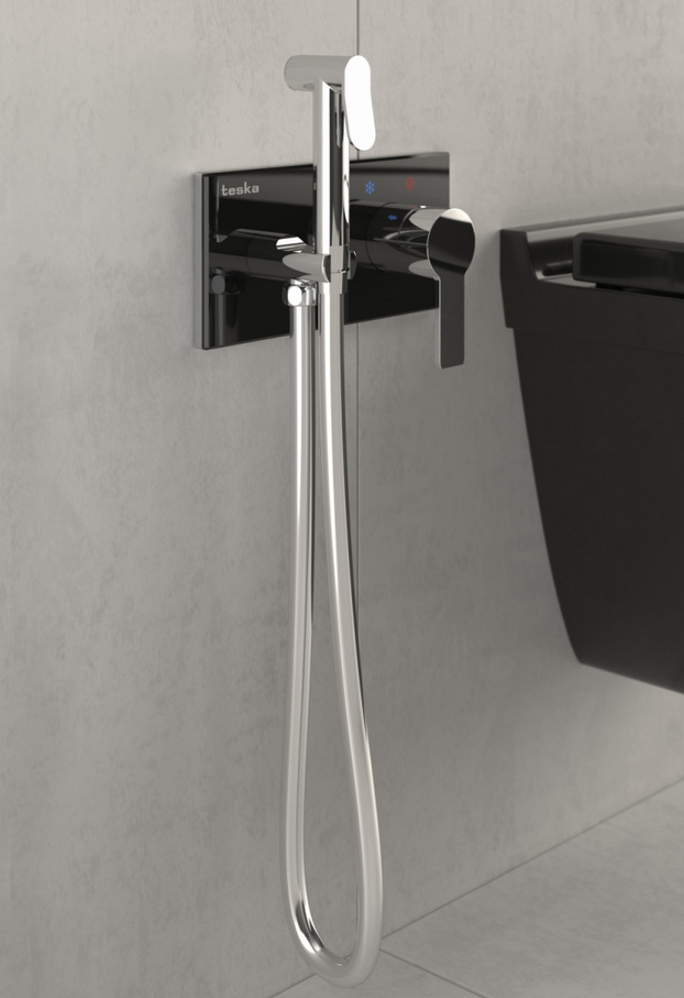 Изображение товара Гигиенический душ Teska Elsa, BTK 6420B, со смесителем, черное стекло