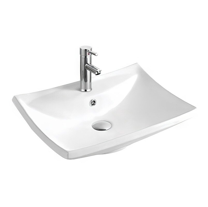 Изображение товара Раковина Aquatek 60x46 см накладная белая фарфор с переливом