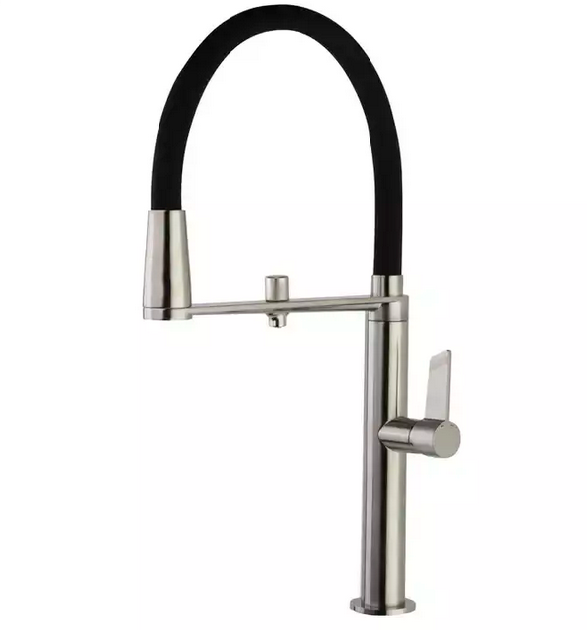 Изображение товара Смеситель Ramonsoler Kitchen 898801MCNC Magnet для кухонной мойки, под фильтр, никель брашированный PVD/черный матовый