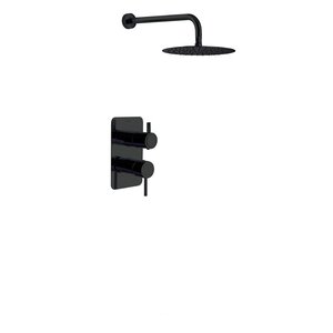 Изображение товара Душевая система Ramonsoler Odisea K3924012NM, верхний круглый душ 25 см, термостатический, черный матовый