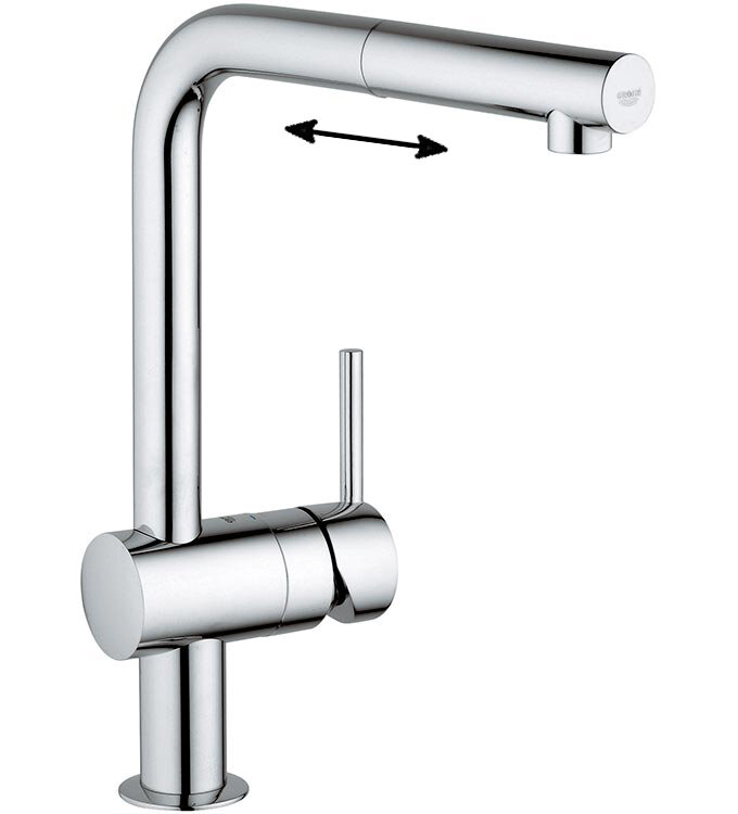 Изображение товара Смеситель для кухонной мойки Grohe Minta, 32168000, с вытяжным изливом, хром Изображение товара Смеситель для кухонной мойки Grohe Minta, 32168000, с вытяжным изливом, хром