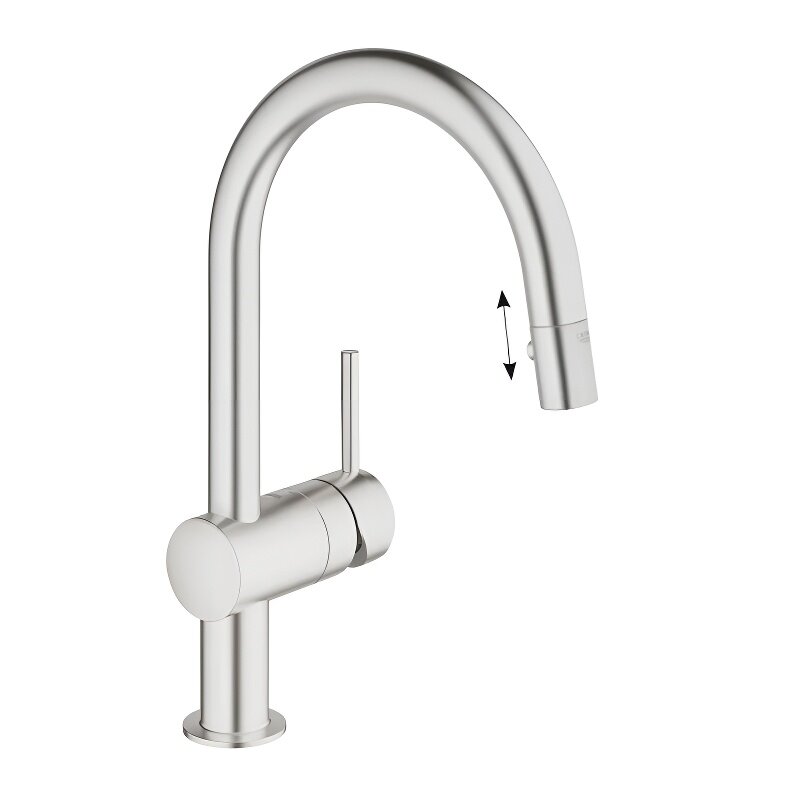 Изображение товара Смеситель для кухонной мойки Grohe Minta, 32321DC0, с вытяжным изливом, суперсталь Изображение товара Смеситель для кухонной мойки Grohe Minta, 32321DC0, с вытяжным изливом, суперсталь