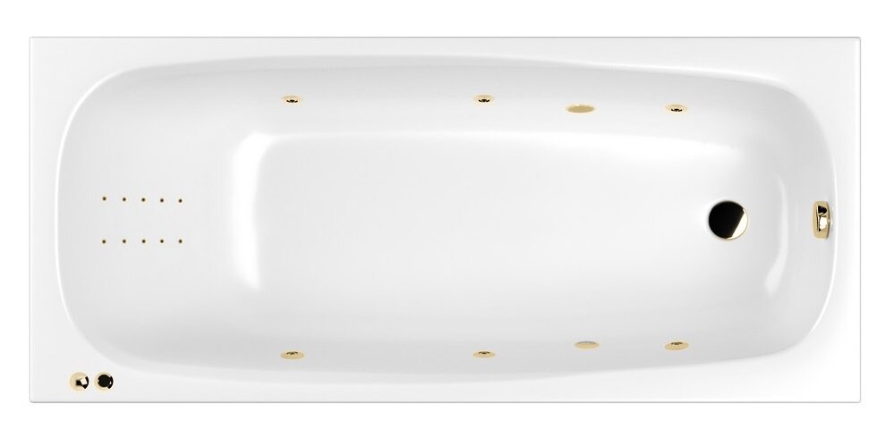 Изображение товара Ванна гидромассажная Whitecross Layla 170 x 75 см, LINE NANO, золото, белый, 0102.170075.100.LINENANO.GL