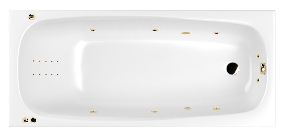 Изображение товара Ванна гидромассажная Whitecross Layla 170 x 75 см, SMART NANO, золото, белый, 0102.170075.100.SMARTNANO.GL