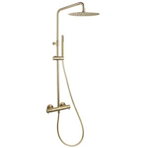 Изображение товара Душевая система Ramonsoler Odisea 395401RM300OC, верхний круглый душ 30 см, со смесителем, термостатический, цвет золото брашированное PVD