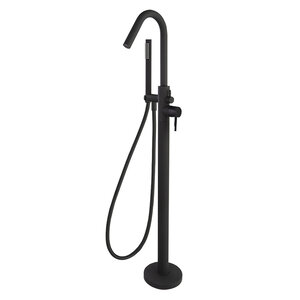 Изображение товара Смеситель напольный Ramonsoler Odisea 398503DNM, с душевым комплектом, черный матовый