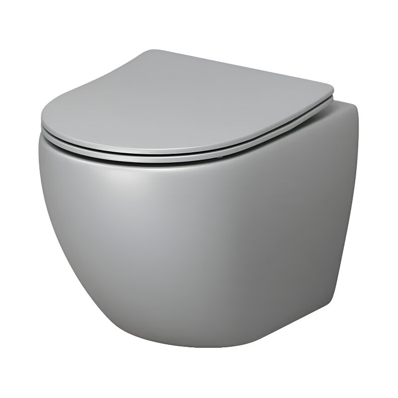 Изображение товара Подвесной унитаз Grossman Color GR-4455GLMS, безободковый, крышка тонкая микролифт, светло-серый матовый