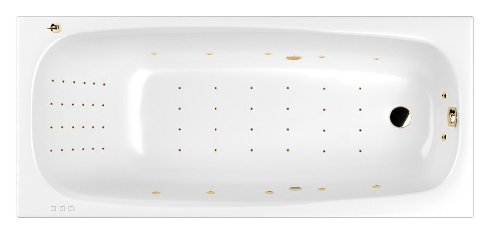 Изображение товара Гидромассажная ванна Whitecross Layla Slim 170x75 см с системой NANO, золотой и белый цвет