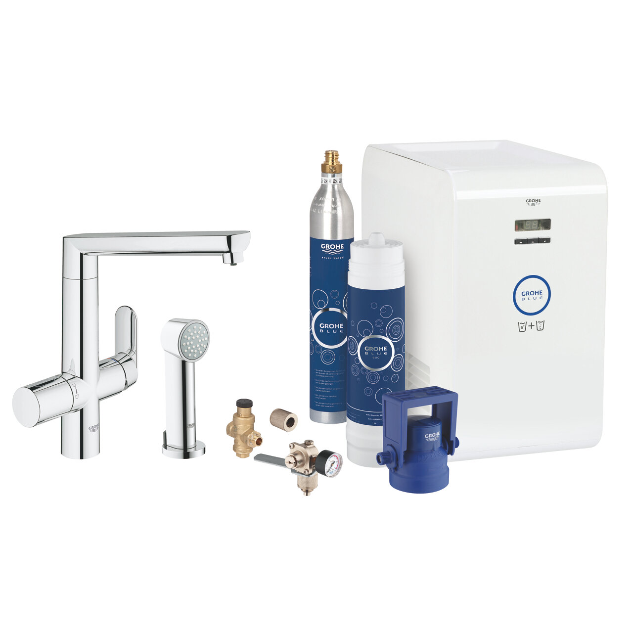 Изображение товара Смеситель для кухонной мойки Grohe Blue K7, 31355001, с фильтром для воды, хром Изображение товара Смеситель для кухонной мойки Grohe Blue K7, 31355001, с фильтром для воды, хром