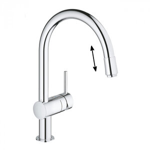 Изображение товара Смеситель для кухонной мойки Grohe Minta, 3291800E, с вытяжным изливом, хром Изображение товара Смеситель для кухонной мойки Grohe Minta, 3291800E, с вытяжным изливом, хром