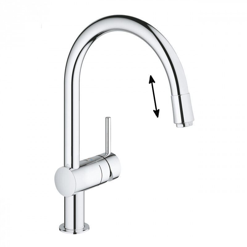 Изображение товара Смеситель для кухонной мойки Grohe Minta, 3291800E, с вытяжным изливом, хром Изображение товара Смеситель для кухонной мойки Grohe Minta, 3291800E, с вытяжным изливом, хром